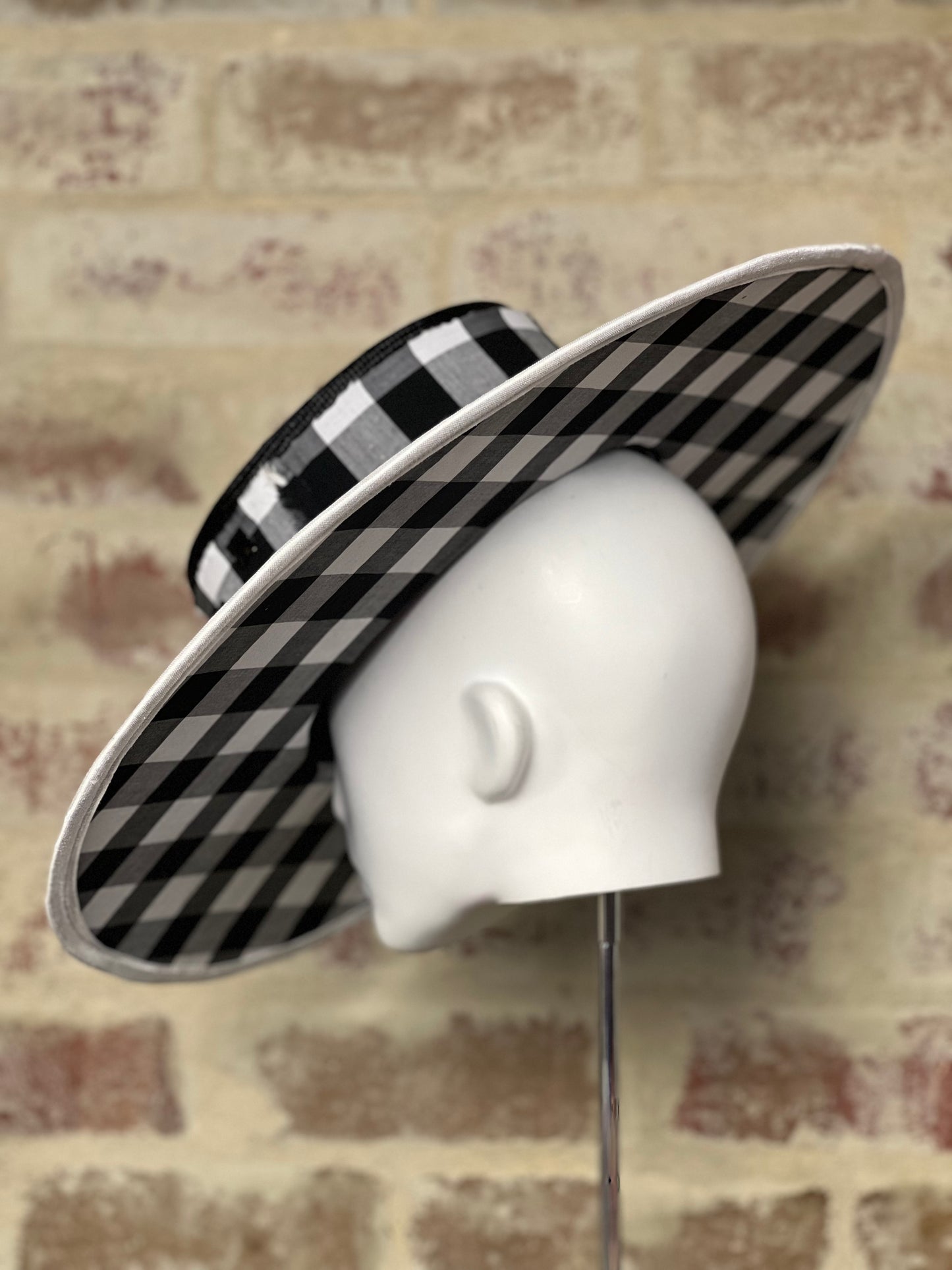 Millinery | Gingham Black Boater