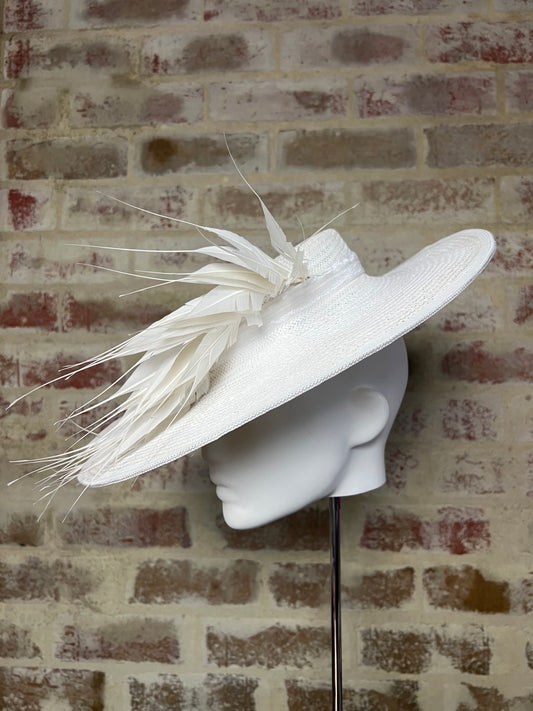 Millinery | White feathered boater