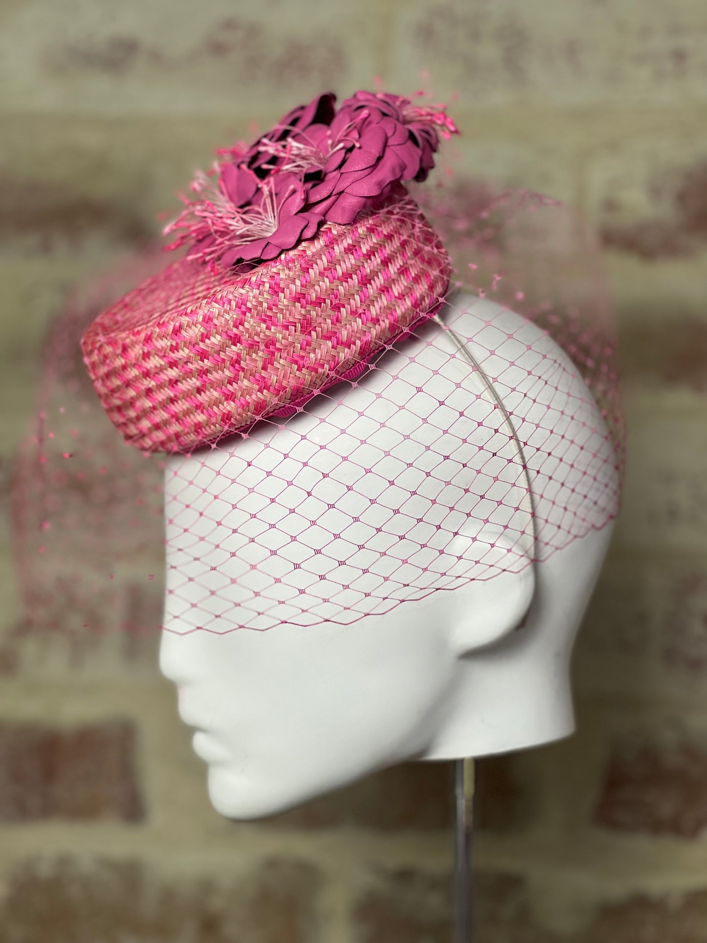 Millinery | Pink leather flowers