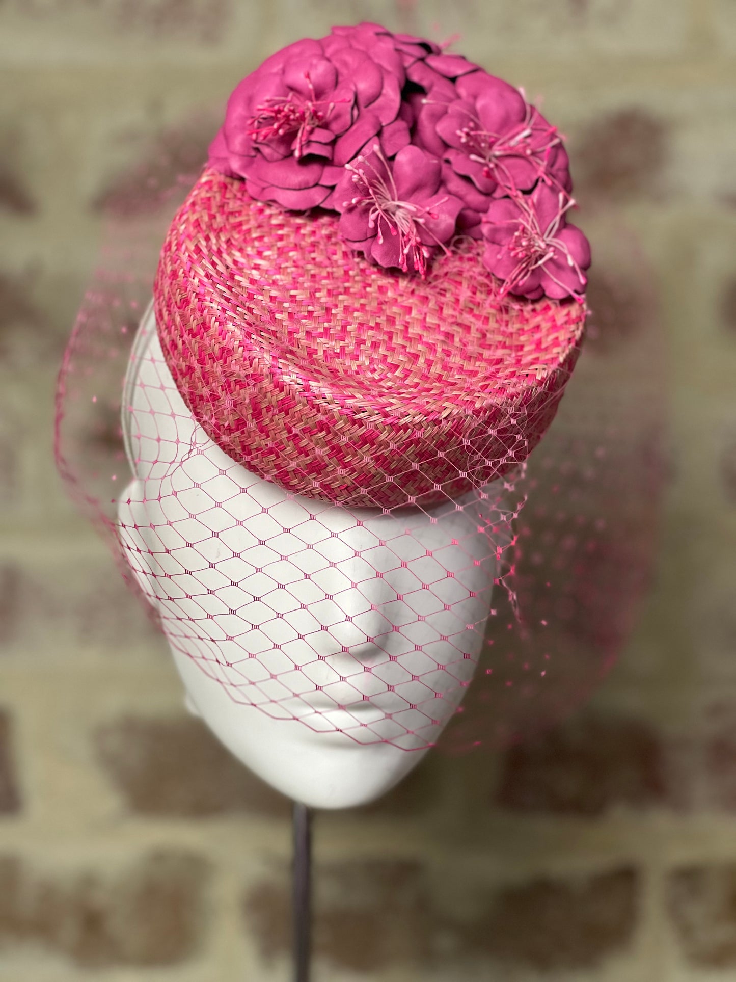 Millinery | Pink leather flowers