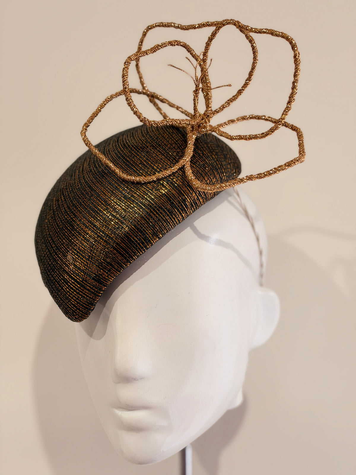 Millinery | Metallic black face hugger