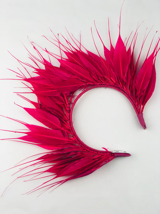 Millinery | Feathered Crown | Fuchsia Pink